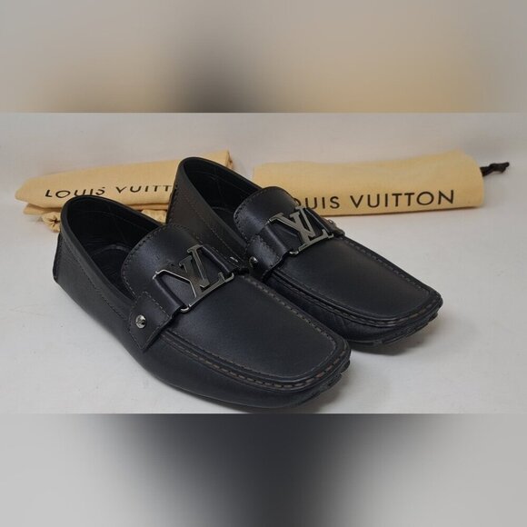 Louis Vuitton Monte Carlo Driving Loafers Shoes Chocolate Brown Leather 8.5 US - Picture 1 of 16